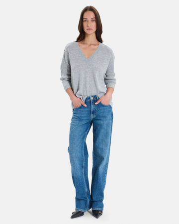Pila sweater Grey cashmere V-neck sweater ZAPA