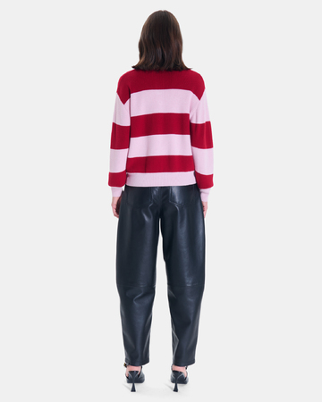 Petty Sweater Red and pink striped cropped sweater, fitted cut ZAPA