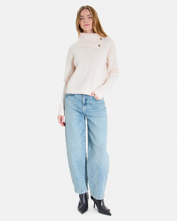Nayla sweater Light beige cashmere V-neck sweater ZAPA