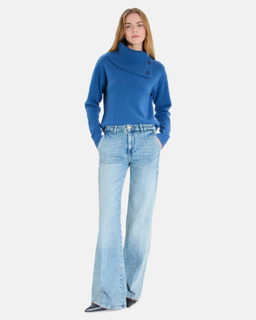 Nayla sweater Indigo cashmere V-neck sweater ZAPA