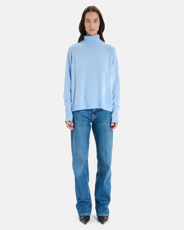 Paco sweater sky blue cashmere turtleneck sweater ZAPA
