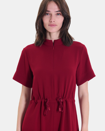 Ribelle Dress Carmine red midi dress with short sleeves ZAPA