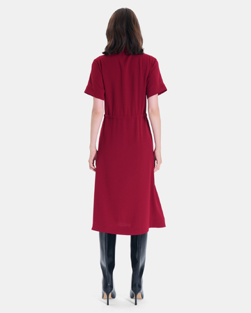 Ribelle Dress Carmine red midi dress with short sleeves ZAPA