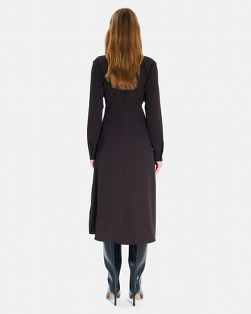 Ralia dress Chocolate brown wrap dress with long sleeves ZAPA
