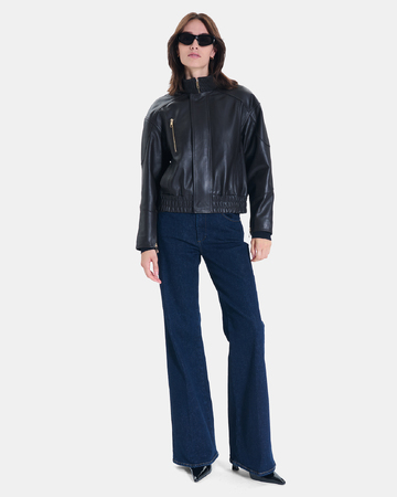 Bryan Jacket Short, chocolate-colored zip-up jacket with a stand-up collar ZAPA