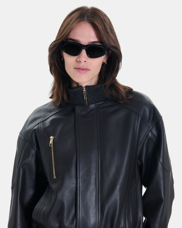 Bryan Jacket Short, chocolate-colored zip-up jacket with a stand-up collar ZAPA