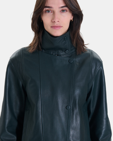 Moana Jacket Short green leather coat ZAPA