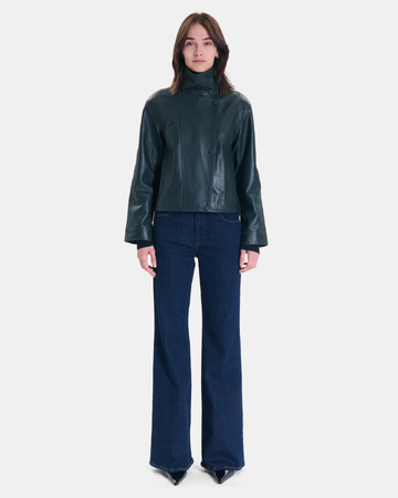 Moana Jacket Short green leather coat ZAPA