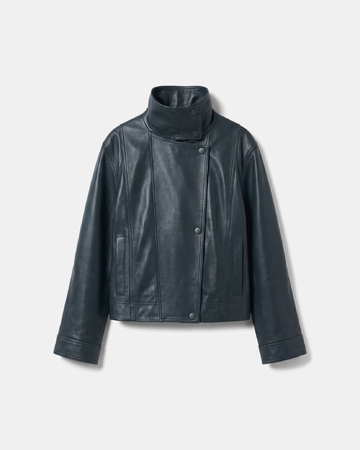 Moana Jacket Short green leather coat ZAPA