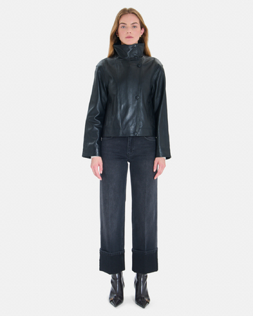 Moana Jacket Short black leather coat ZAPA