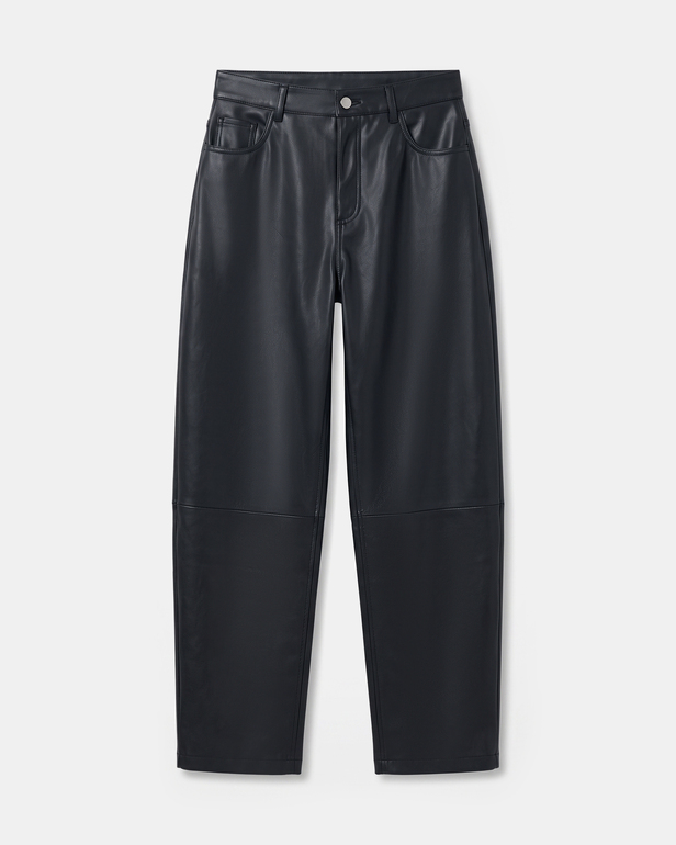 Pia Pants Straight black leather trousers ZAPA
