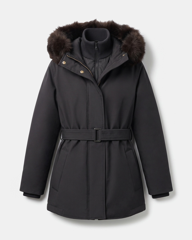 Paddy Parka Women's chocolate brown cotton parka with hood ZAPA