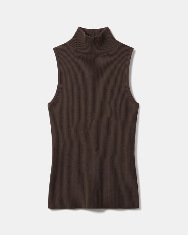 Naha sweater Hazelnut ribbed knit sleeveless sweater ZAPA