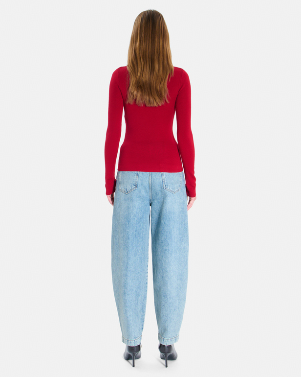 Nord sweater Carmine red ribbed knit sweater ZAPA