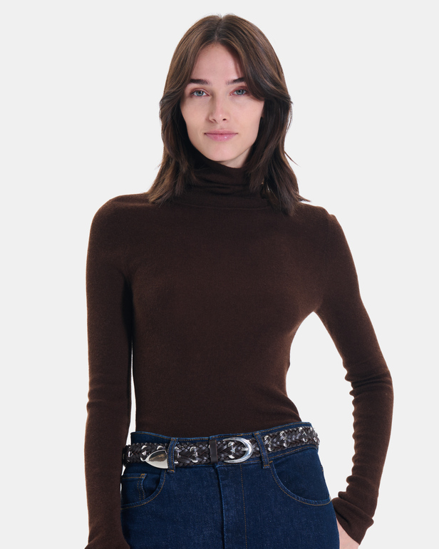 Nord sweater Chocolate ribbed knit sweater ZAPA