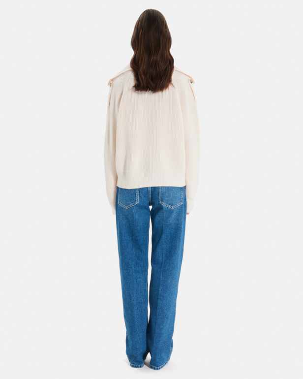 Nirae Sweater Beige wool sweater with a high neck ZAPA