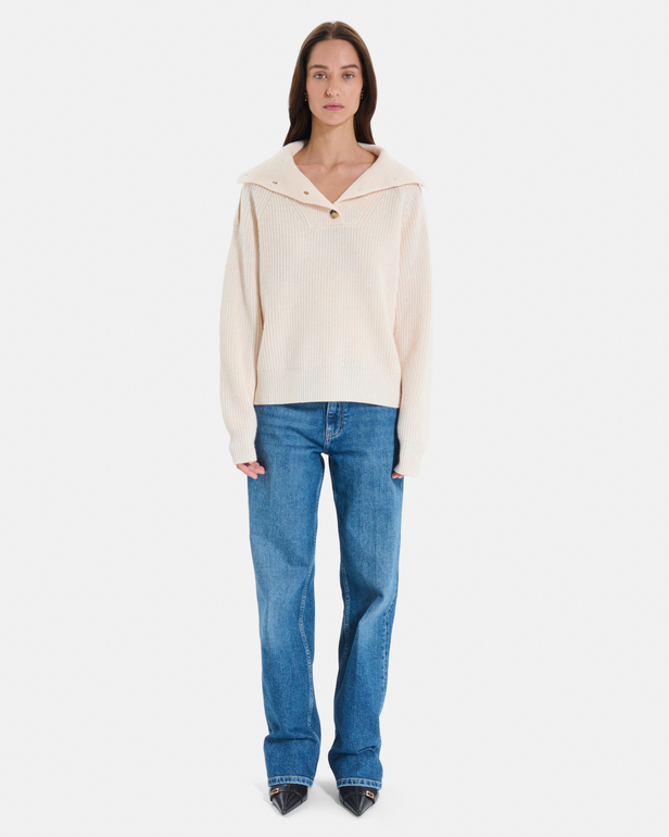 Nirae Sweater Beige wool sweater with a high neck ZAPA