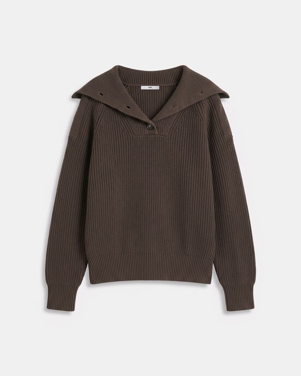 Nirae Sweater Hazelnut-colored wool sweater with a high neck ZAPA