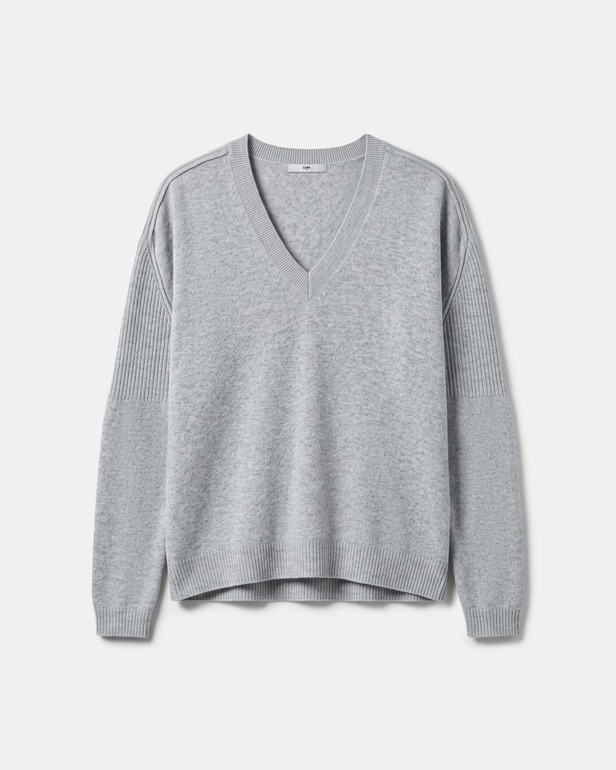 Pila sweater Grey cashmere V-neck sweater ZAPA