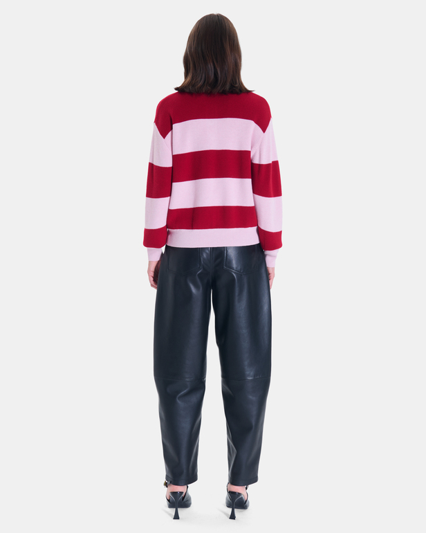 Petty Sweater Red and pink striped cropped sweater, fitted cut ZAPA
