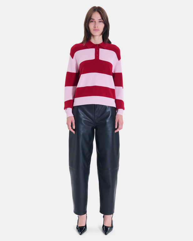 Petty Sweater Red and pink striped cropped sweater, fitted cut ZAPA