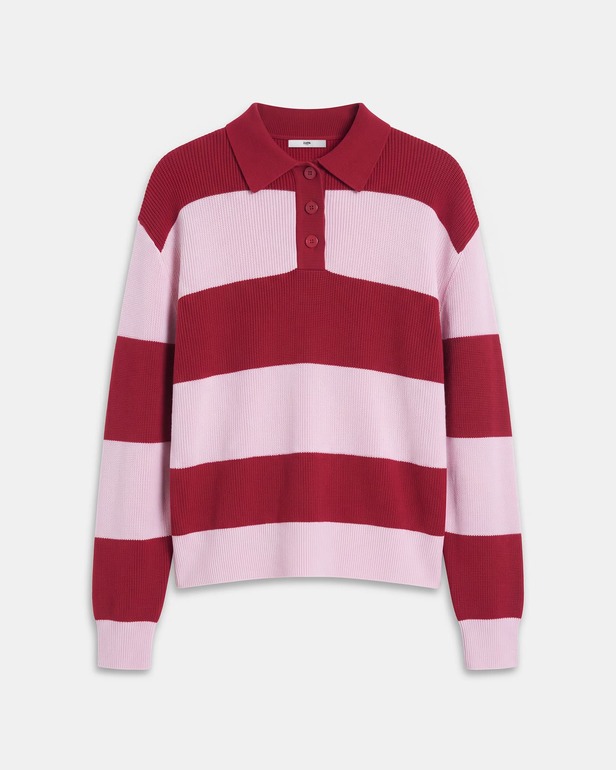 Petty Sweater Red and pink striped cropped sweater, fitted cut ZAPA