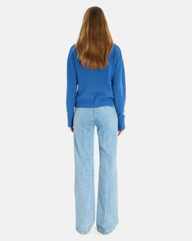 Nayla sweater Indigo cashmere V-neck sweater ZAPA