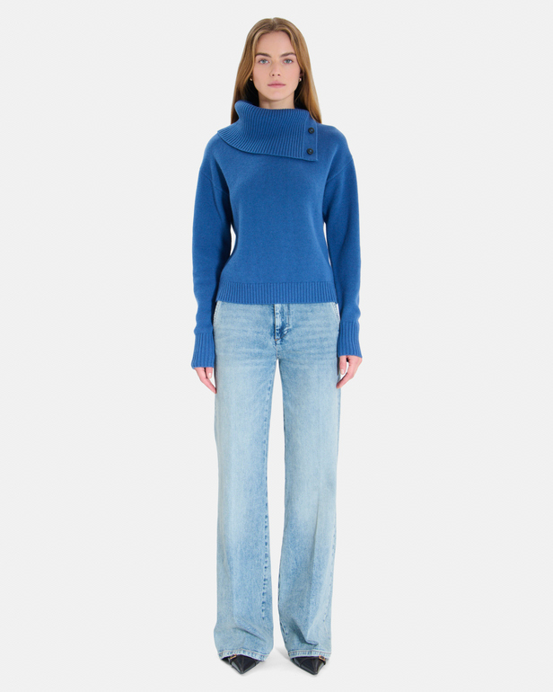 Nayla sweater Indigo cashmere V-neck sweater ZAPA