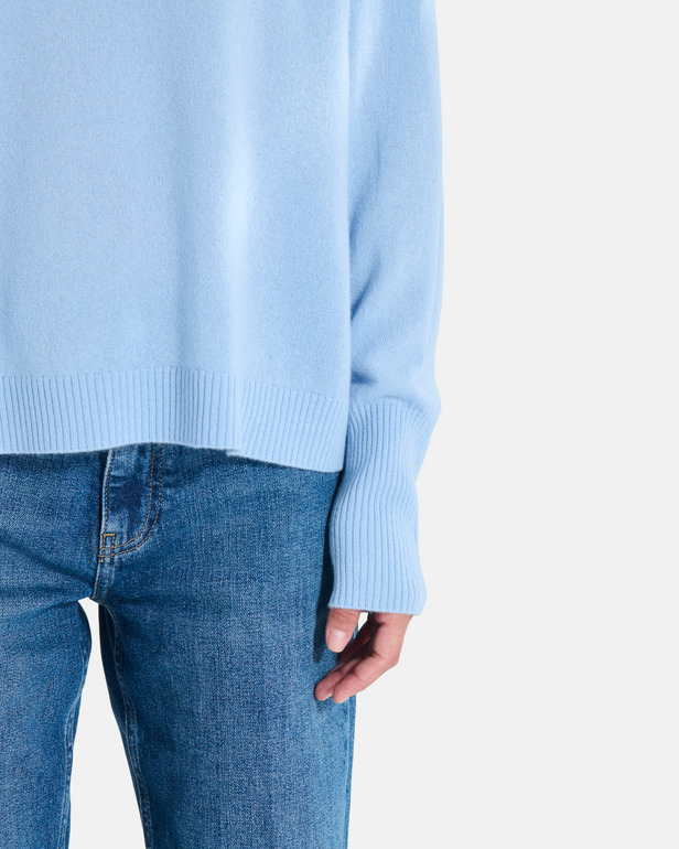 Paco sweater sky blue cashmere turtleneck sweater ZAPA