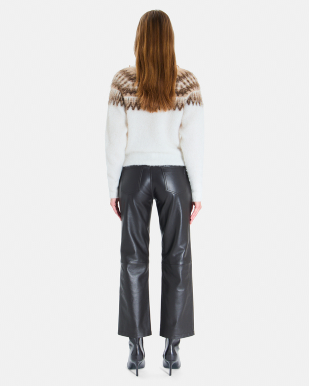 Nolly sweater Ecru and black alpaca round neck jacquard sweater ZAPA