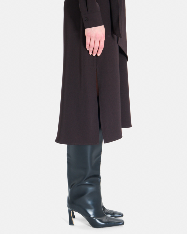 Ralia dress Chocolate brown wrap dress with long sleeves ZAPA