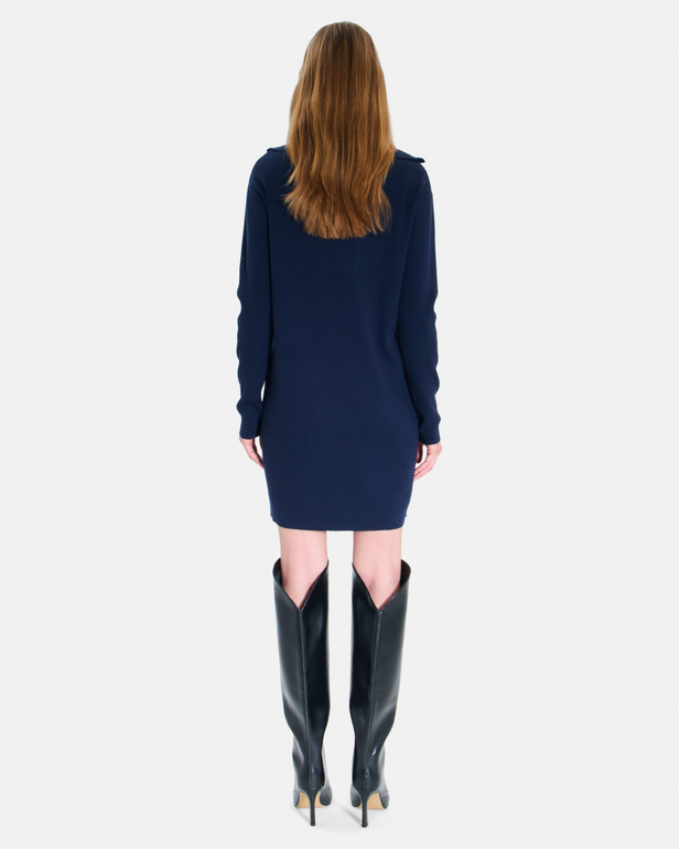 Ryta Dress Straight evening dress with zip collar and long sleeves ZAPA
