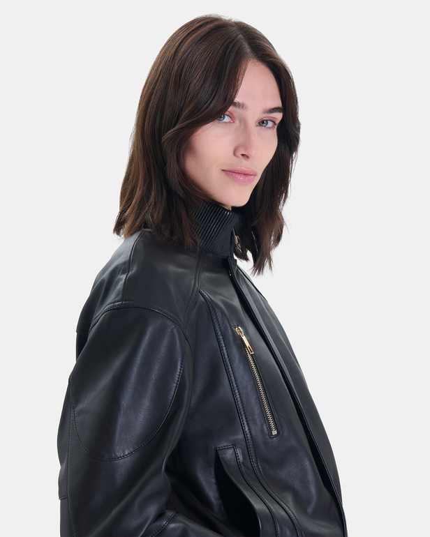 Bryan Jacket Short, chocolate-colored zip-up jacket with a stand-up collar ZAPA