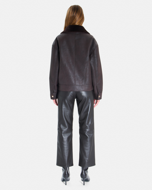 Brice Jacket Short chocolate-colored jacket with a shawl collar ZAPA