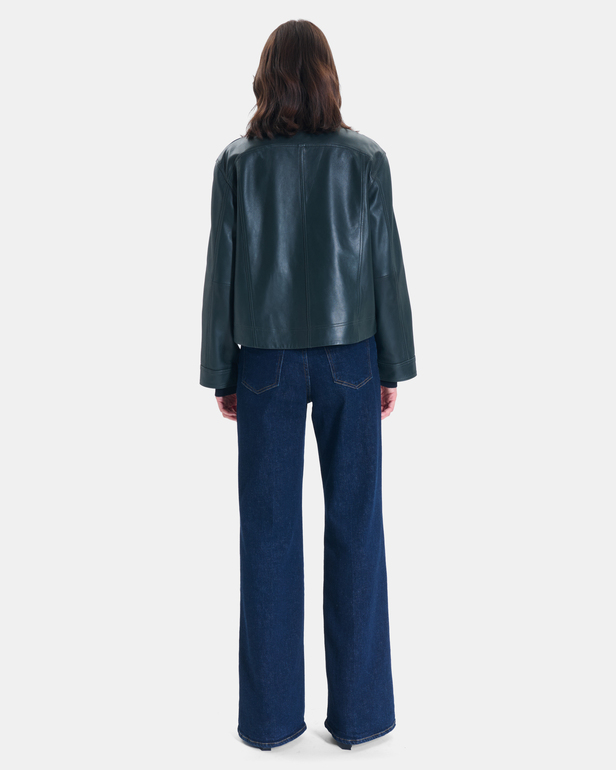 Moana Jacket Short green leather coat ZAPA