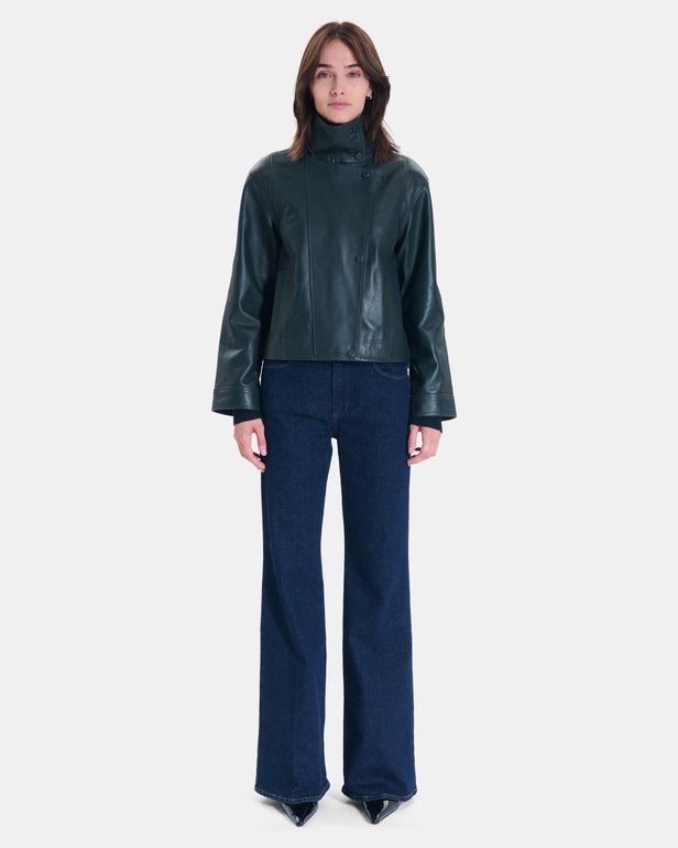 Moana Jacket Short green leather coat ZAPA