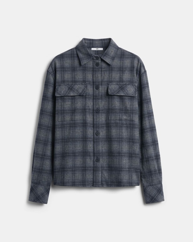Vasya Jacket Grey checkered shirt jacket ZAPA